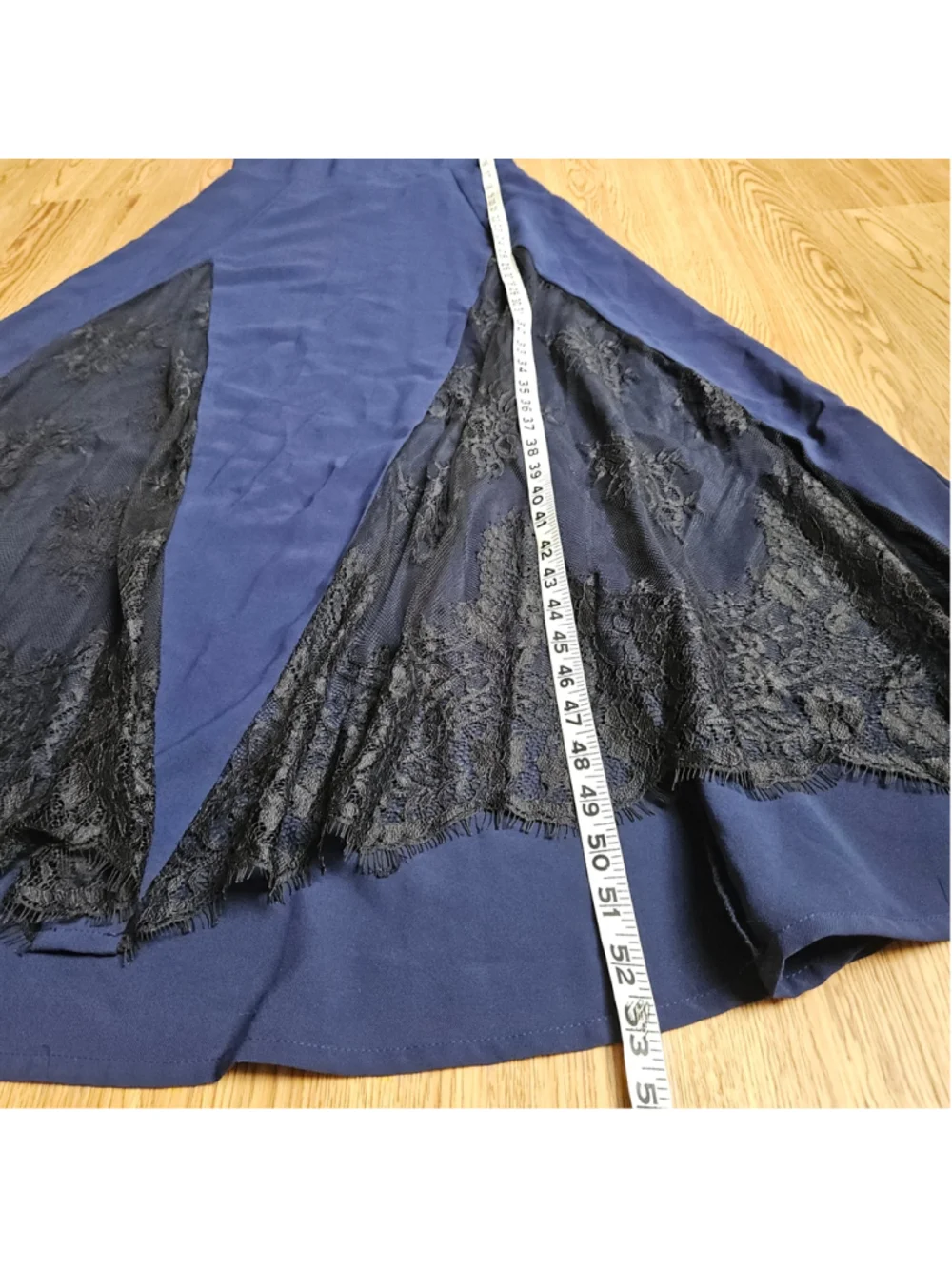 NBD Revolve Navy Black Lace Panel Open Back Maxi Dress Womens Medium Night Out